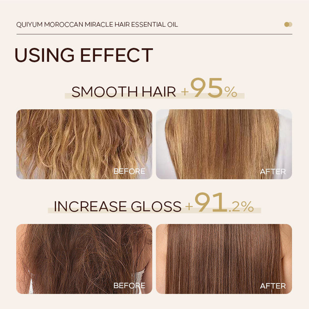 Moroccan Pure Argan Hair Essential Oil, 100ML Multi Functional Dry Hair Care, QUIYUM Hair Oil for Women