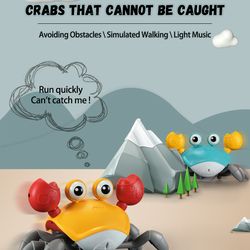crawling crab baby toy, interactive musical toy with lights & dancing moves for toddlers, auto-sensing escape crab toy