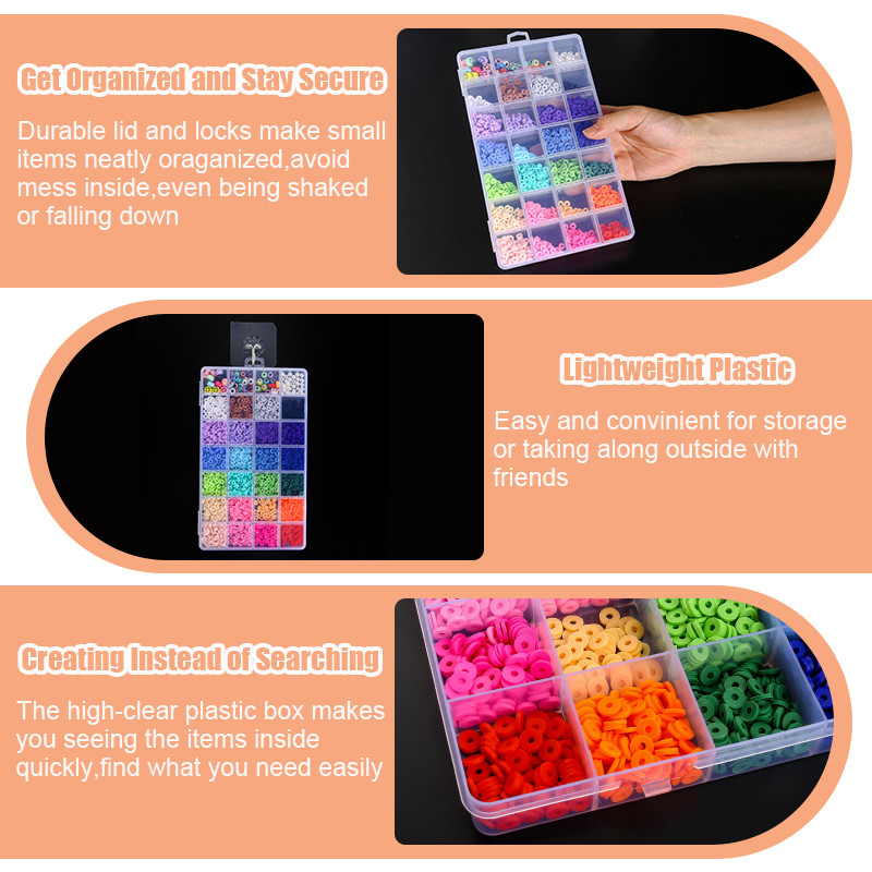 Clear Plastic Organizer Box, Transparent Storage Container, Jewelry Box, Empty Earring Storage Display for Beads