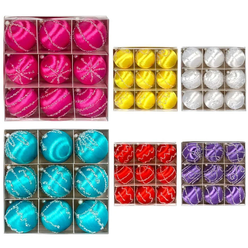 Hanging Bauble Ornament, Christmas Tree Ball, Silk Thread Sequin Decorative, New Year Party Pendants, Tree Dec Decor