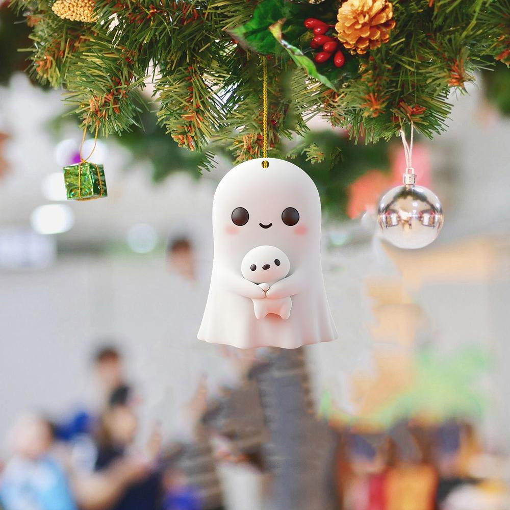 Christmas Ornaments, Acrylic Flat Ghost Doll, For Party Christmas Tree, Hanging Decorations