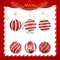 Christmas Ball Ornaments 6pcs 8cm, Red White Hanging Tree Decorations, Holiday New Year Navidad Home Decor