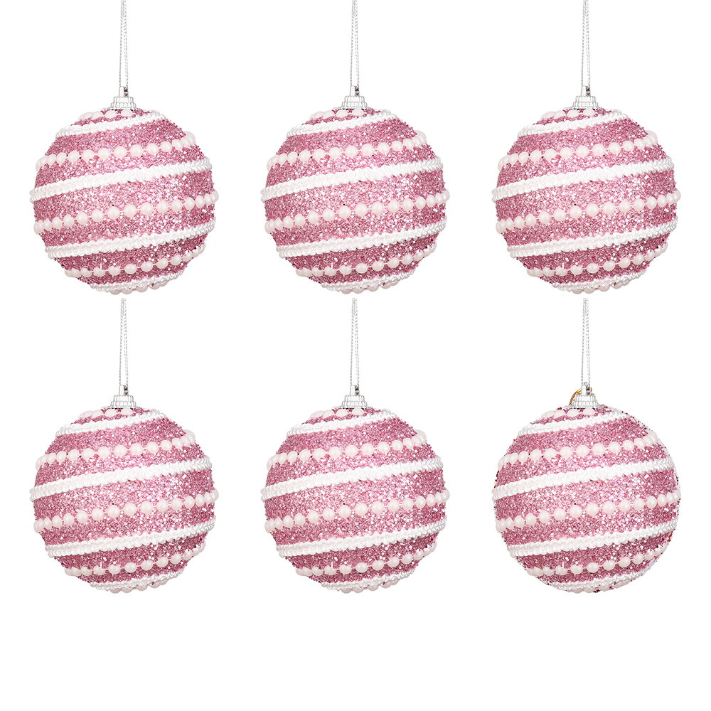 Christmas Ball Ornaments 6pcs 8cm, Red White Hanging Tree Decorations, Holiday New Year Navidad Home Decor