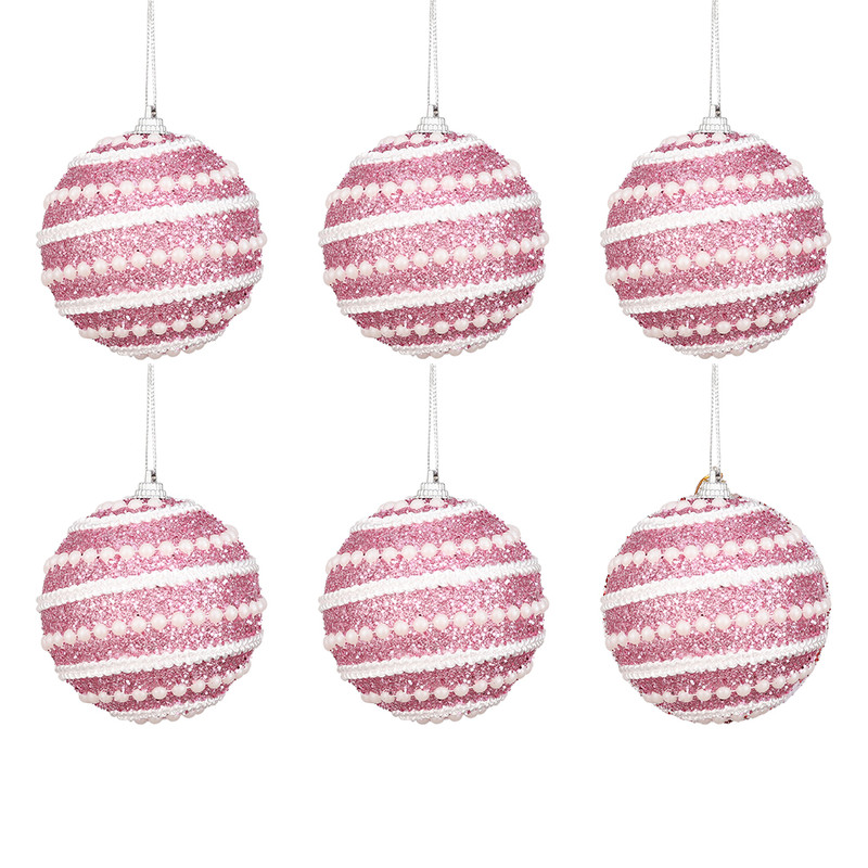 Christmas Ball Ornaments 6pcs 8cm, Red White Hanging Tree Decorations, Holiday New Year Navidad Home Decor