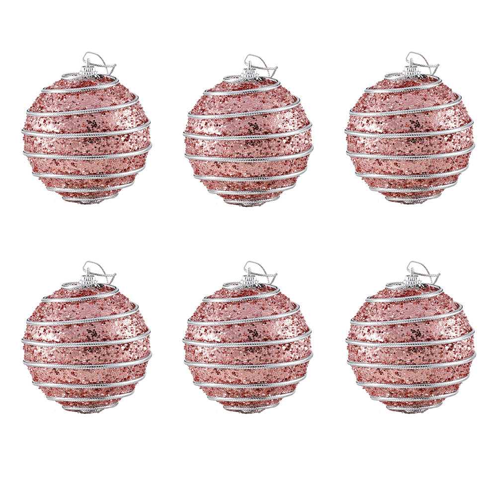 Christmas Ball Ornaments 6pcs 8cm, Red White Hanging Tree Decorations, Holiday New Year Navidad Home Decor