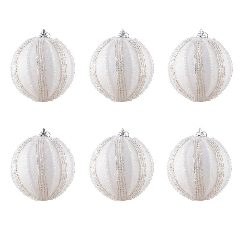 Christmas Ball Ornaments 6pcs 8cm, Red White Hanging Tree Decorations, Holiday New Year Navidad Home Decor