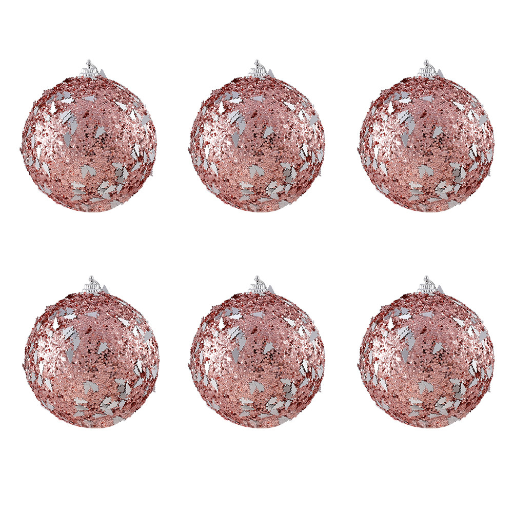 Christmas Ball Ornaments 6pcs 8cm, Red White Hanging Tree Decorations, Holiday New Year Navidad Home Decor
