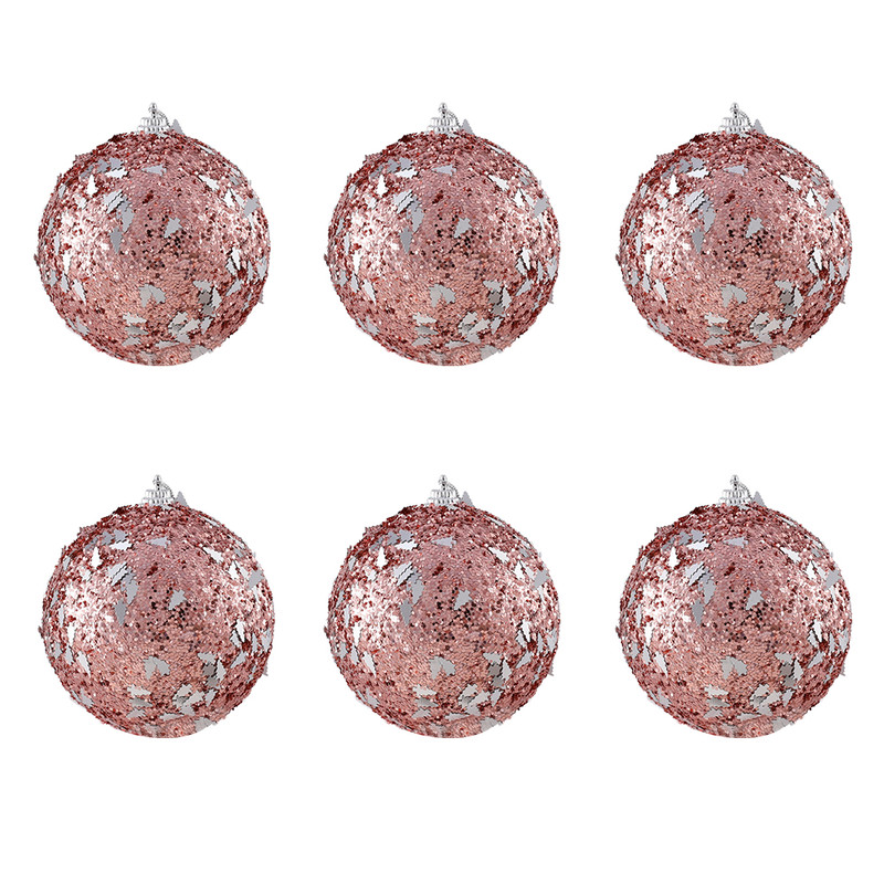 Christmas Ball Ornaments 6pcs 8cm, Red White Hanging Tree Decorations, Holiday New Year Navidad Home Decor