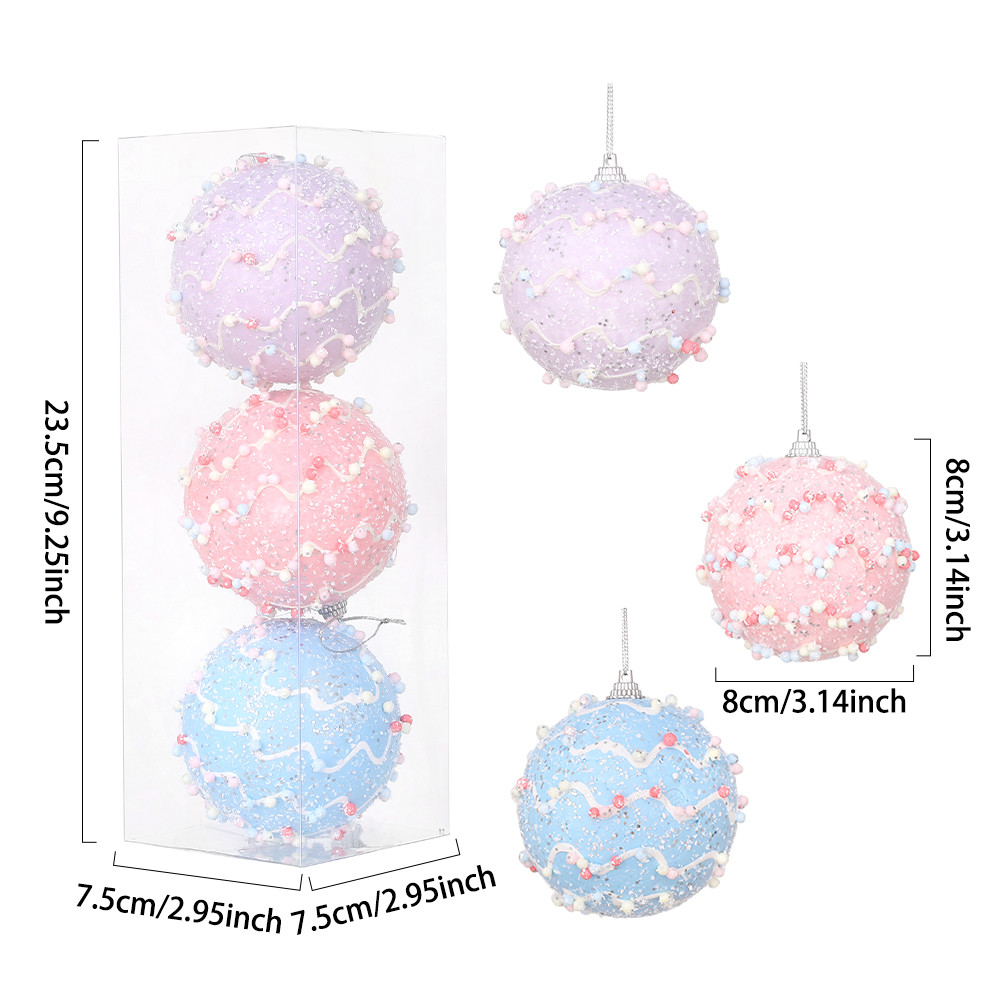 Christmas Ball Ornaments 6pcs 8cm, Red White Hanging Tree Decorations, Holiday New Year Navidad Home Decor
