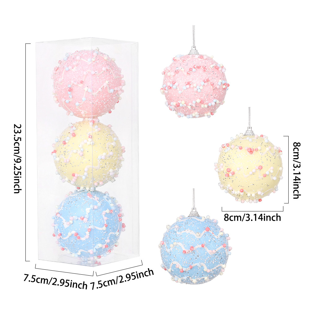 Christmas Ball Ornaments 6pcs 8cm, Red White Hanging Tree Decorations, Holiday New Year Navidad Home Decor