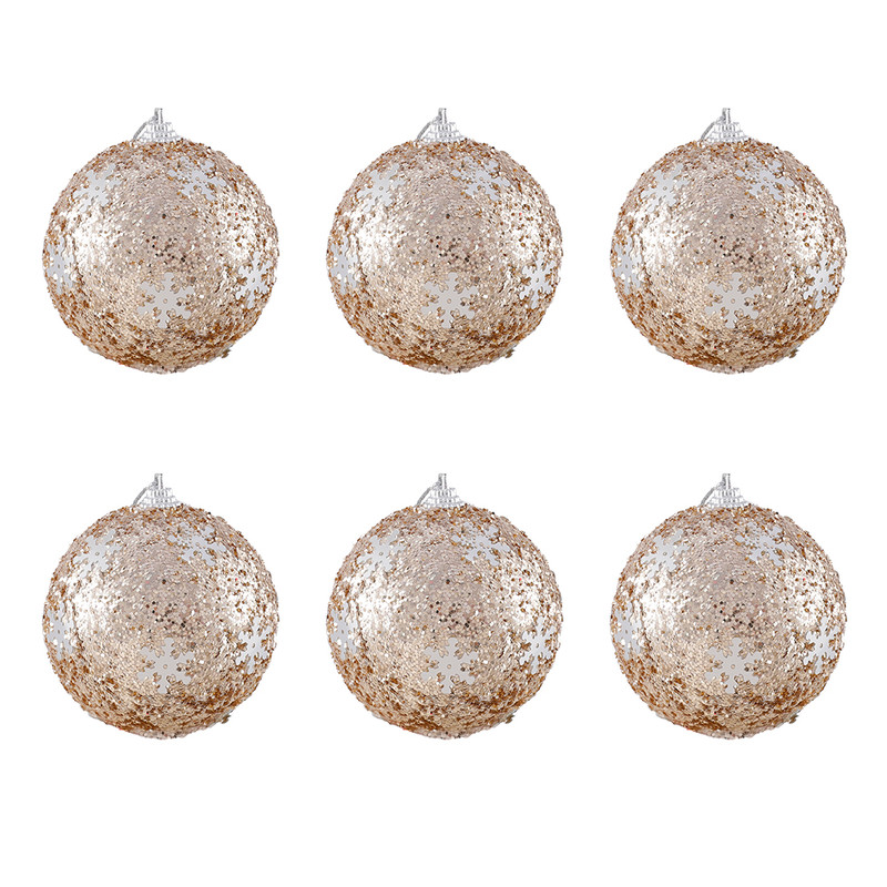 Christmas Ball Ornaments 6pcs 8cm, Red White Hanging Tree Decorations, Holiday New Year Navidad Home Decor