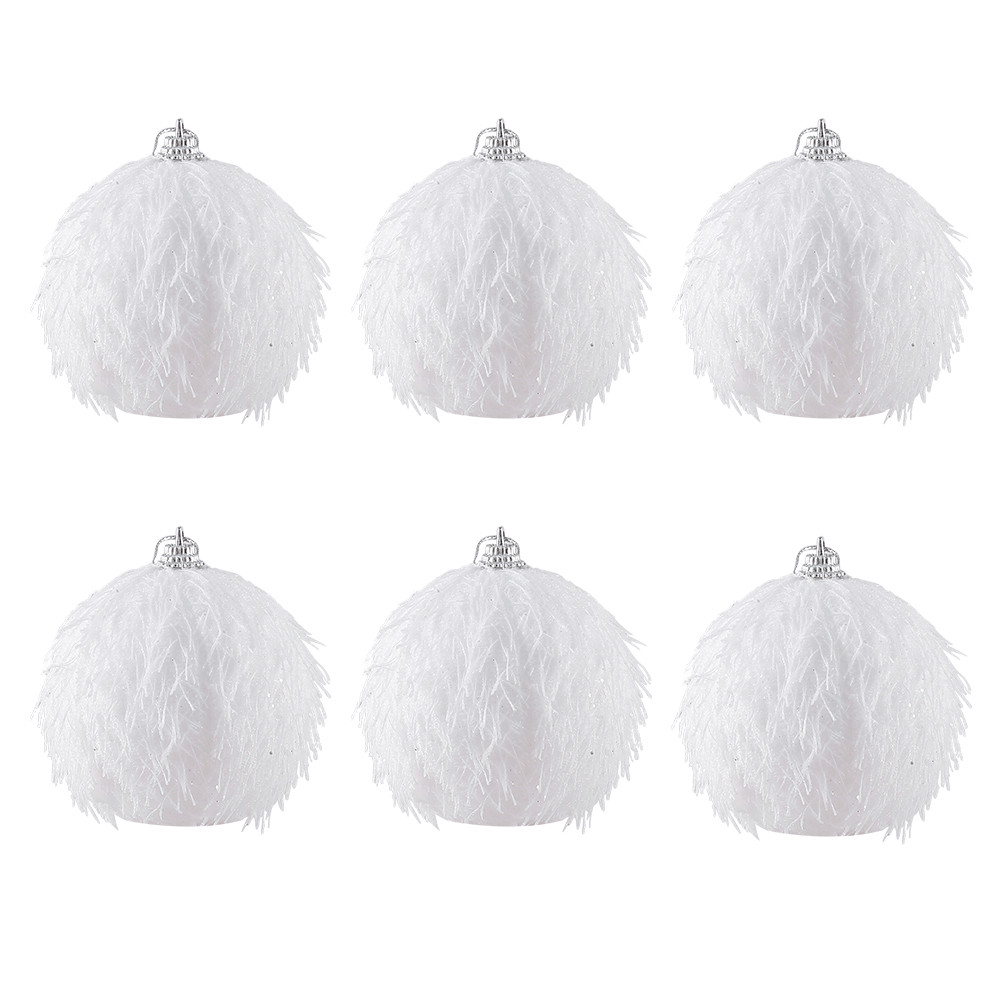 Christmas Ball Ornaments 6pcs 8cm, Red White Hanging Tree Decorations, Holiday New Year Navidad Home Decor