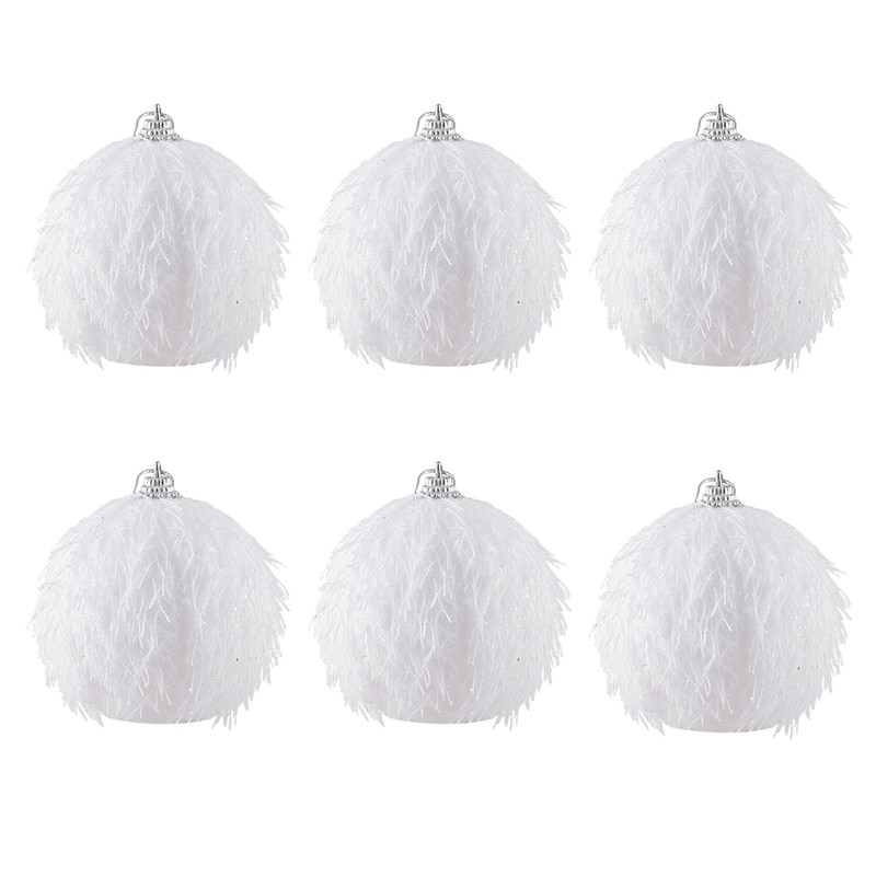 Christmas Ball Ornaments 6pcs 8cm, Red White Hanging Tree Decorations, Holiday New Year Navidad Home Decor