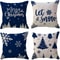 Blue Snowflake Tree Merry Christmas Cushion Cover, Winter Holiday Pillow for Sofa, Porch, and Home Decoration
