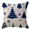 Blue Snowflake Tree Merry Christmas Cushion Cover, Winter Holiday Pillow for Sofa, Porch, and Home Decoration