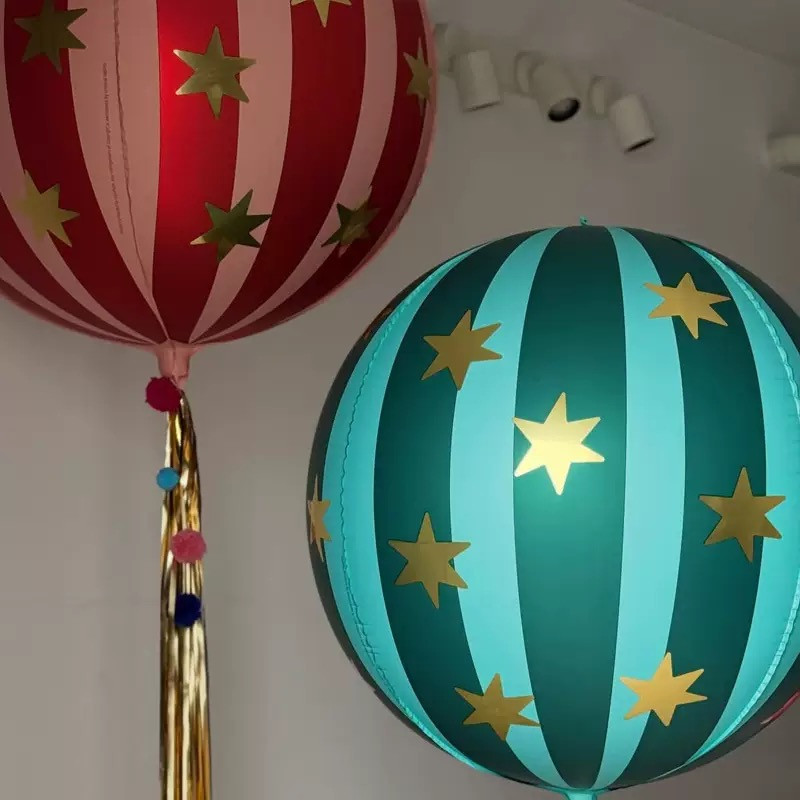Christmas Striped Star Aluminum Film Balloon Red Blue Pink Green Air Floating Party Decoration 2
