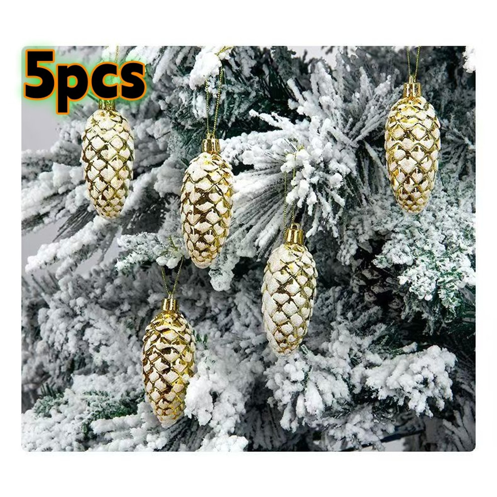 Christmas Tree Ornament Plastic, Pine Cone Pendant, Merry Christmas Home Decorations, Painted Pine Cone Balls