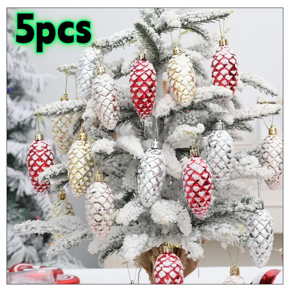 Christmas Tree Ornament Plastic, Pine Cone Pendant, Merry Christmas Home Decorations, Painted Pine Cone Balls