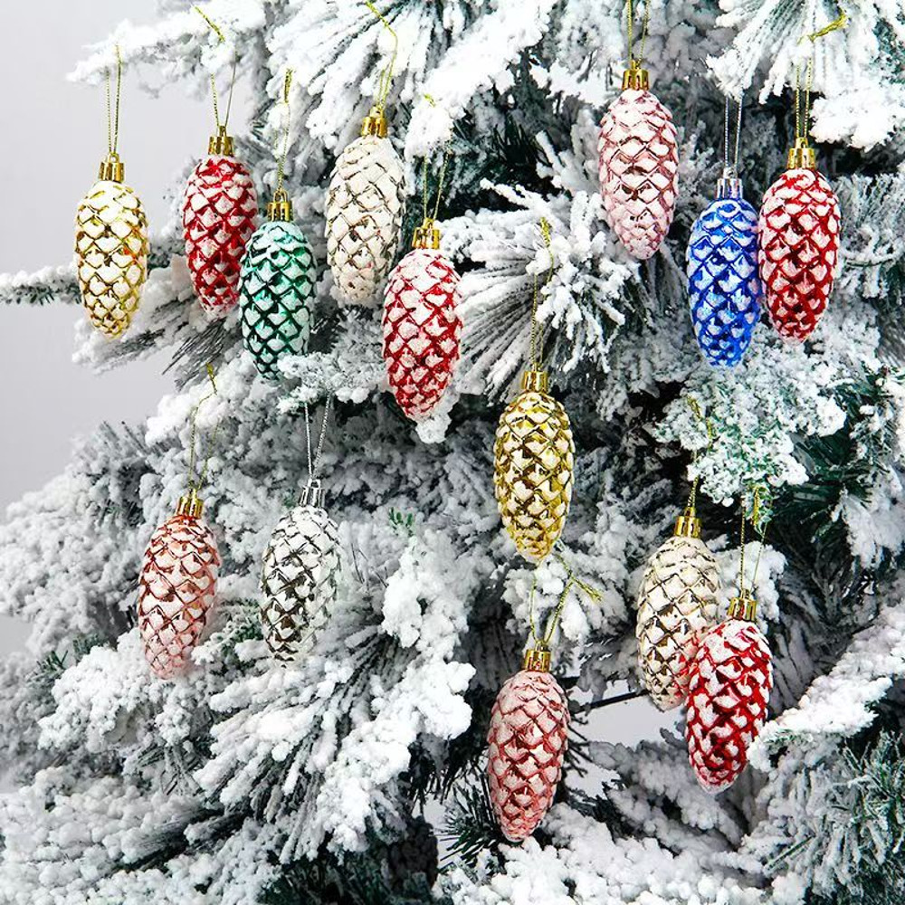 Christmas Tree Ornament Plastic, Pine Cone Pendant, Merry Christmas Home Decorations, Painted Pine Cone Balls