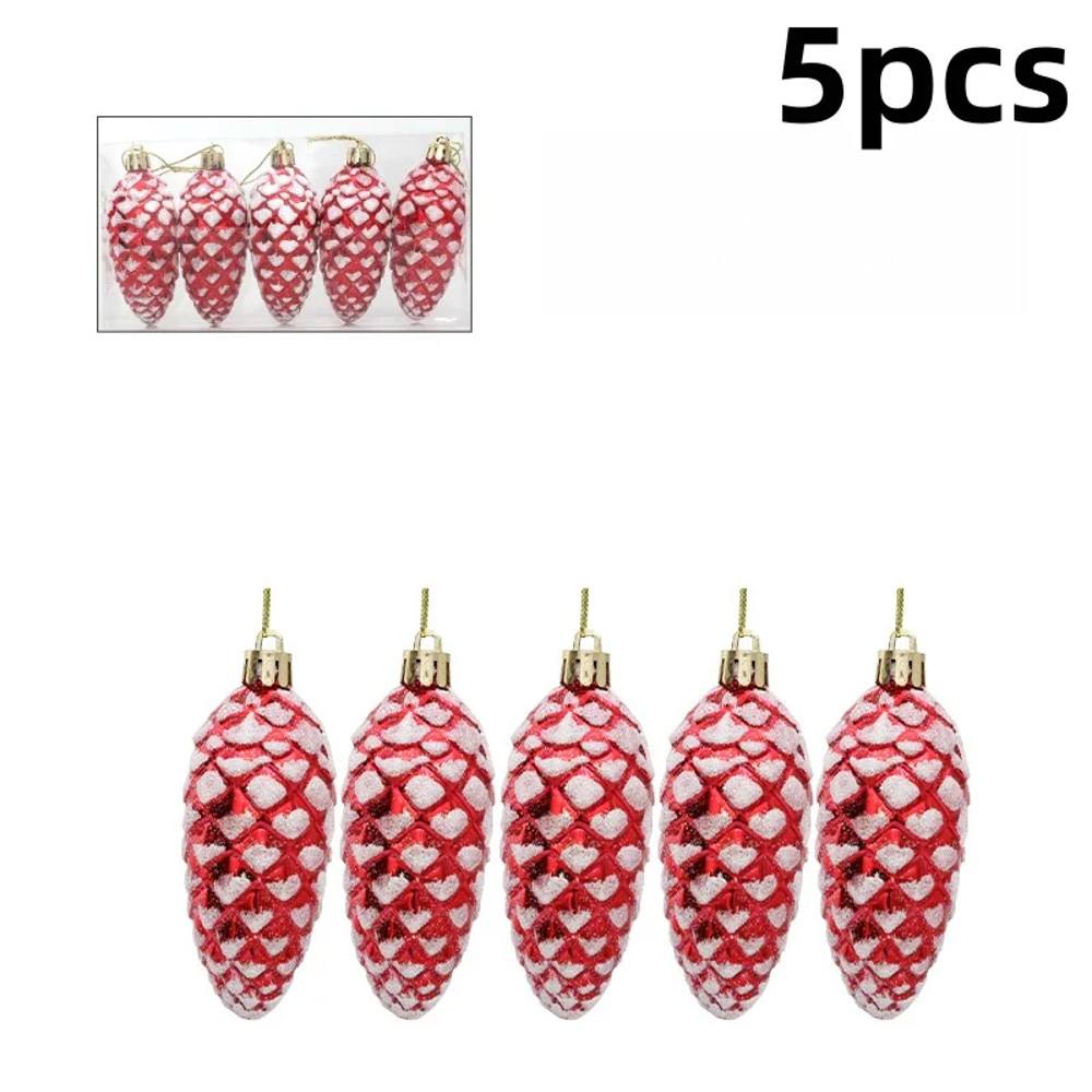 Christmas Tree Ornament Plastic, Pine Cone Pendant, Merry Christmas Home Decorations, Painted Pine Cone Balls