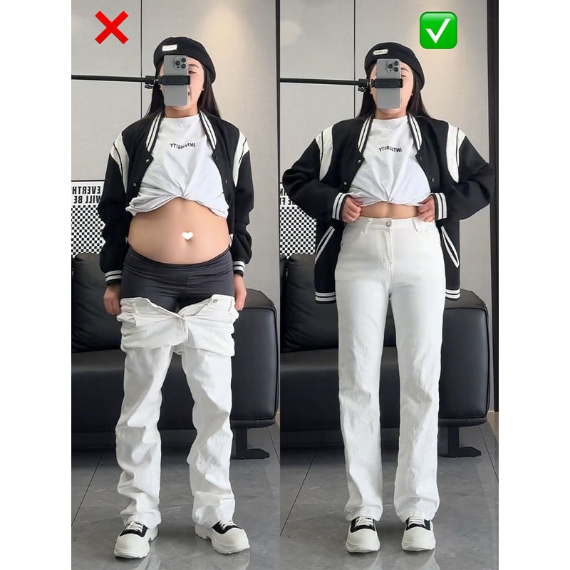 White Jeans Baggy Straight Jeans For Women High Waist Loose Pants Autumn Wide Leg Jeans Slim Waist 1