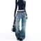 Autumn Winter Ripped Hole Jeans, High Waist Flared Pants, Sexy High Street Fashion Womens Trousers