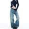 Autumn Winter Ripped Hole Jeans, High Waist Flared Pants, Sexy High Street Fashion Womens Trousers