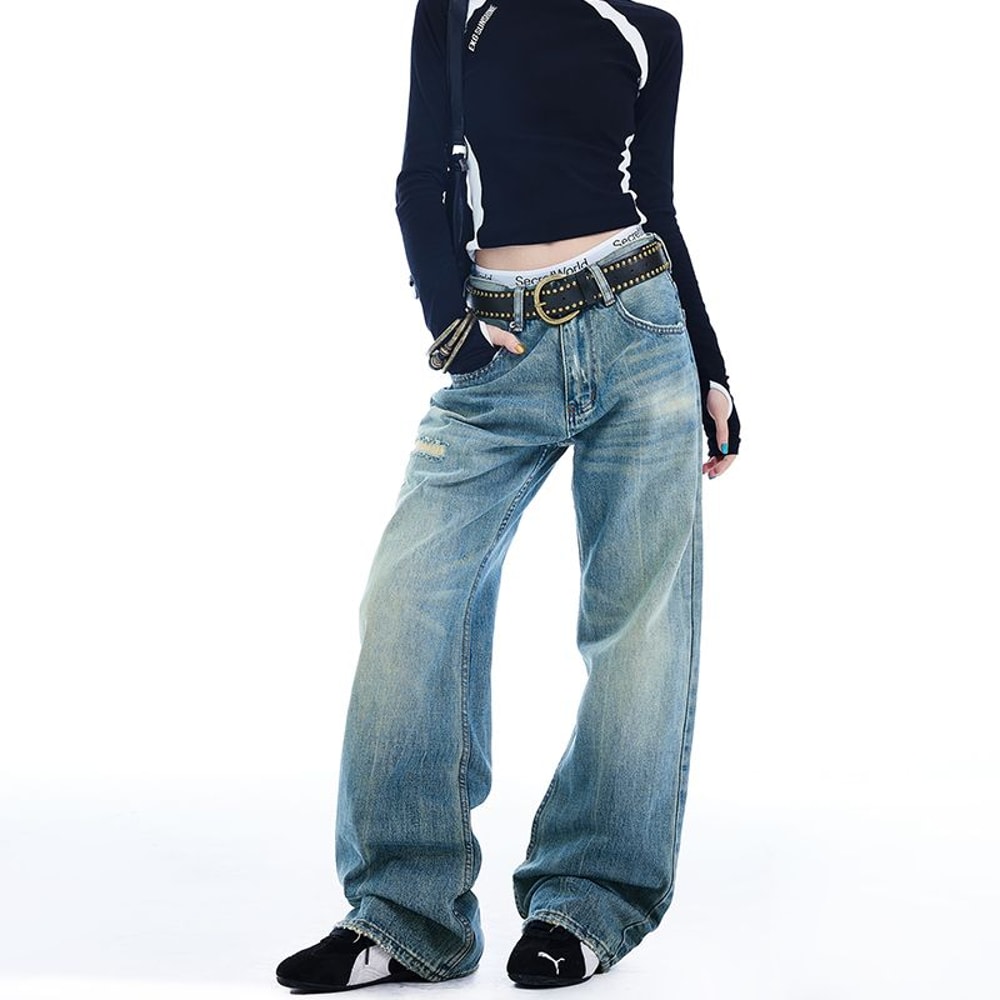 Autumn Winter Ripped Hole Jeans, High Waist Flared Pants, Sexy High Street Fashion Womens Trousers