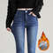 Women Thermal Jeans Warm Fleece Lined Winter Denim Pants Stretch Skinny Retro Blue Thicken Pencil T 6