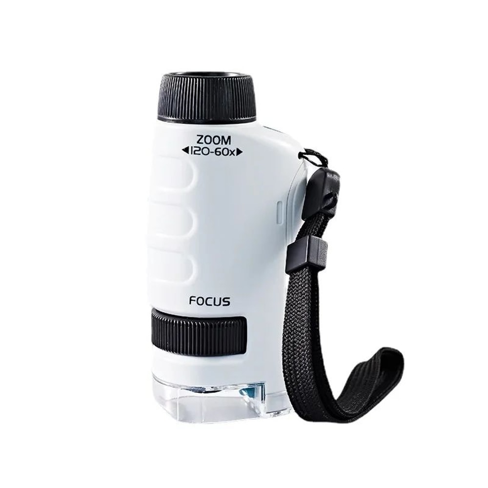 Educational Mini Handheld Microscope With LED Light Battery Powered Kid Science Experiment Pocket M 2