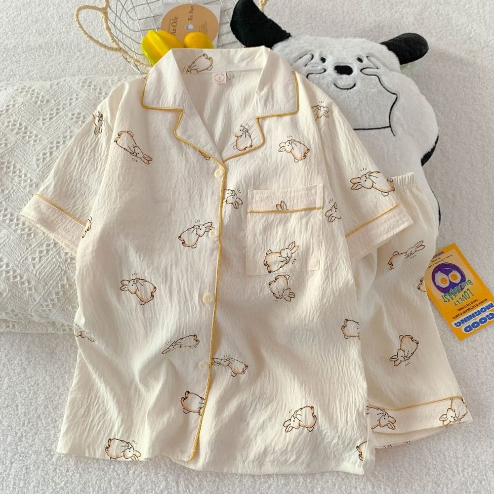 Sleepwear Cotton Pajama Set Print Polka Dot Women Pajamas Top And Shorts Sweet Casual Comfortable H 10