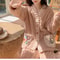 Soft Fairy Wind Ladies Pajamas Thickened Warm Flannel Women Sleepwear Loungewear Cardigan Suit 3