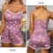 Women's Casual Printed Pajama Set, Two-Piece V-Neck Suspender Lace Printed Top and Shorts Pajama Set