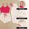 Women's Sleepwear Set, Three Piece Heart-Shaped Printed Vest, Ribbed Fabric Shorts and Pants for Casual Comfort