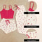 Women's Sleepwear Set, Three Piece Heart-Shaped Printed Vest, Ribbed Fabric Shorts and Pants for Casual Comfort