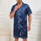 Summer Sleepwear For Men Satin Short Sleeve Pajama Set ButtonDown Shirt Elastic Waist Shorts Pajam 3