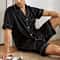 Summer Sleepwear For Men Satin Short Sleeve Pajama Set ButtonDown Shirt Elastic Waist Shorts Pajam 8