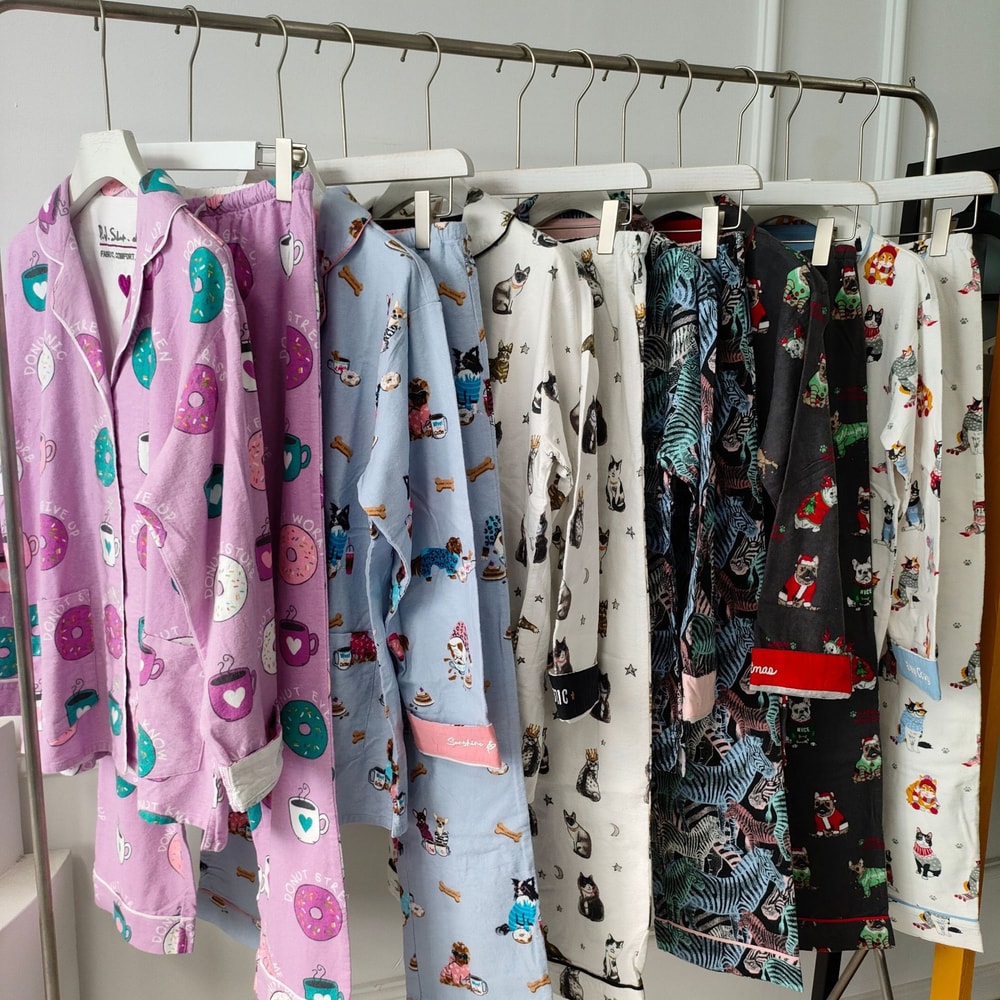 Autumn Winter Women PJS Cotton Ground Wool Sleepwear Warm Thick Cartoon Long Sleeve Pants Pajamas L 1