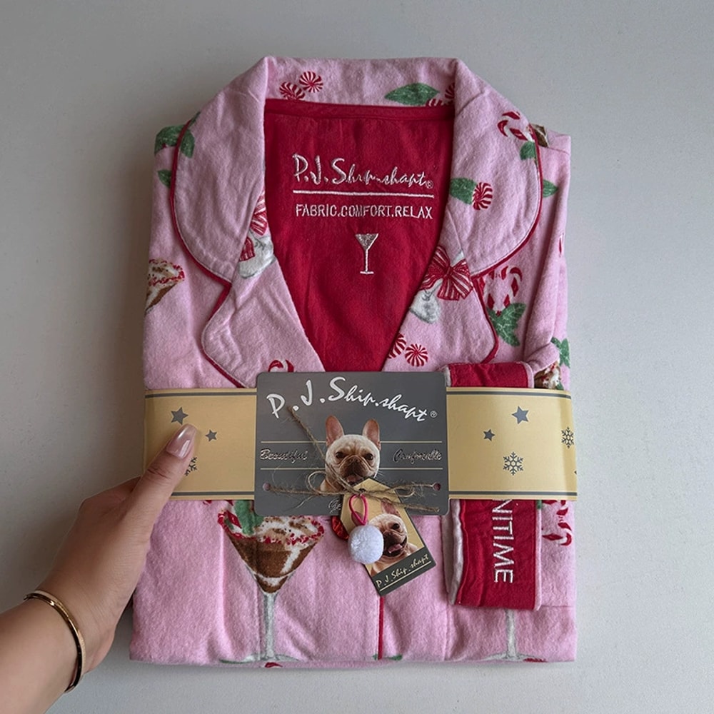 Autumn Winter Women PJS Cotton Ground Wool Sleepwear Warm Thick Cartoon Long Sleeve Pants Pajamas L 9