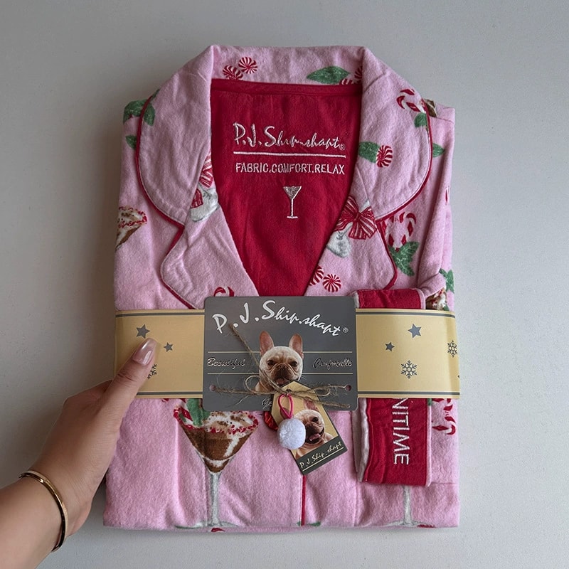 Autumn Winter Women PJS Cotton Ground Wool Sleepwear Warm Thick Cartoon Long Sleeve Pants Pajamas L 9