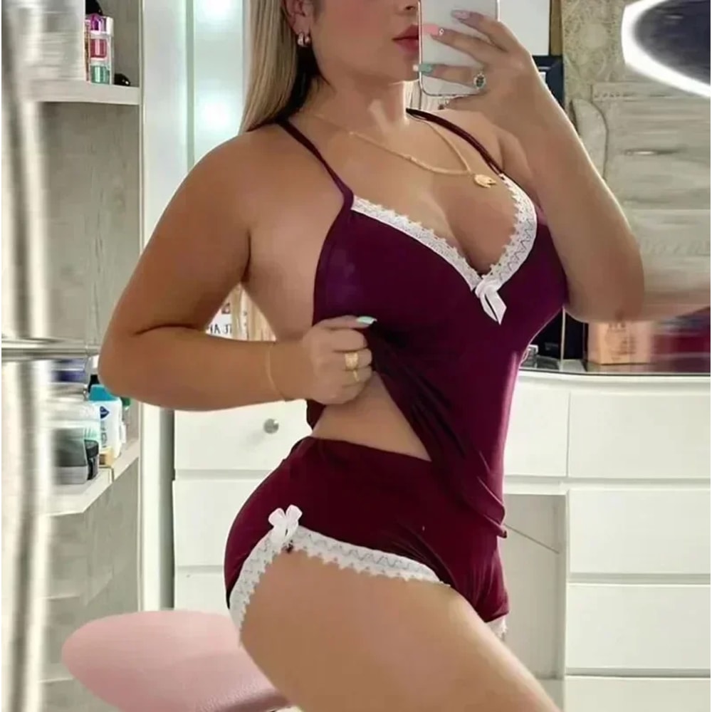 Sexy Leopard Lingerie Womens Pajamas Top And Underwear Adult Goods Costume Bodysuit Lingerie Night 2