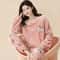 Autumn Winter Cute Cartoon Bear Padded Two Sets Thickened Warm Flannel Women Sleepwear Coral Velvet 8