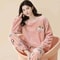 Autumn Winter Cute Cartoon Bear Padded Two Sets Thickened Warm Flannel Women Sleepwear Coral Velvet 8