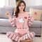 Autumn Pyjamas Set Lovely Home Suit Women Thin Sexy Sleepwear Round Neck Girls Teacup Pajamas 4