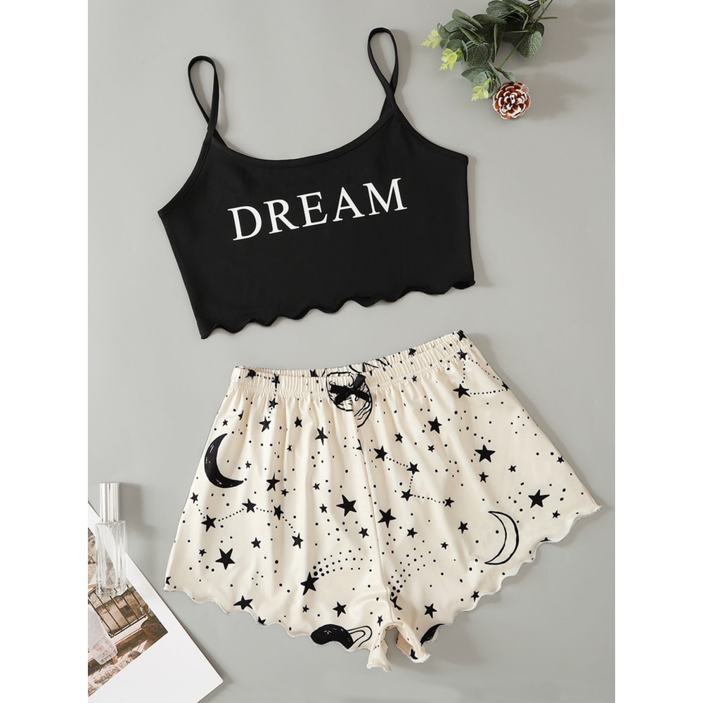 Sexy Women's Pajamas Set, Leopard Print Sling Sleepwear, V-Neck Sleeveless Top and Shorts Pyjamas Set for Homewear