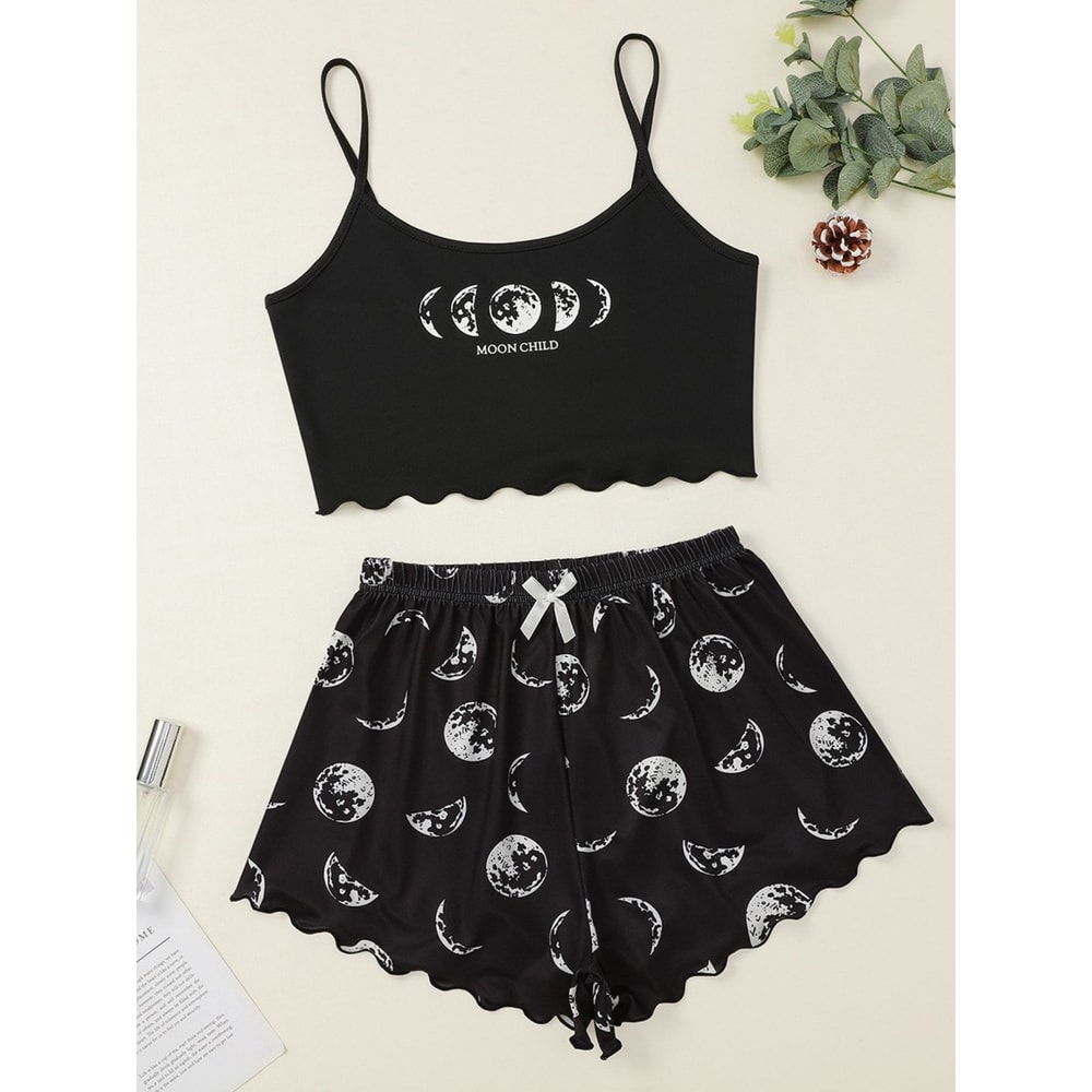 Sexy Women's Pajamas Set, Leopard Print Sling Sleepwear, V-Neck Sleeveless Top and Shorts Pyjamas Set for Homewear