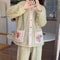Cozy Thickened Warm Flannel Women Sleepwear Soft Kawaii Pajamas Winter Cardigan Suit Homewear 6