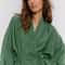 Womens Long Sleeved Pajama Set Autumn Green Lace Up Pajamas Loose Pants Leisure Home Clothing Set 3