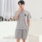 Striped Cotton Mens Pajama Set Athletic Casual Loose Nightwear Loungewear Pants And Top 2