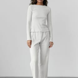 comfortable women's home clothes, mozuleva love jacquard long sleeved pajamas set